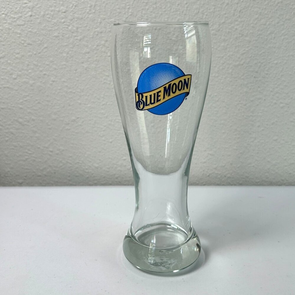 Blue‎ Moon Beer Glass Ale Pilsner Logo Advertising Barware Pub Tavern